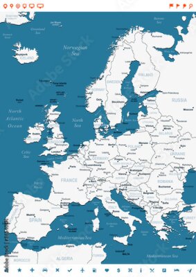 Fototapete Klassische politische Karte von Europa