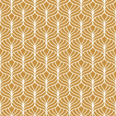 Klassisches Art Deco nahtloses Muster der goldenen Blätter. Geometrische stilvolle Verzierung. Vektor antike Textur