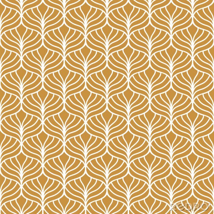 Fototapete Klassisches Art Deco nahtloses Muster der goldenen Blätter. Geometrische stilvolle Verzierung. Vektor antike Textur