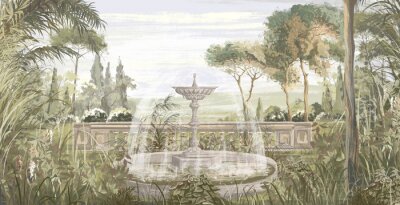 Klassizistischer Garten mit Springbrunnen