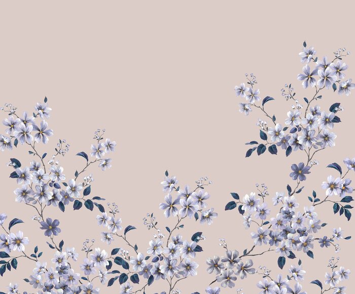 Fototapete Kleine Blumen in den Büschen