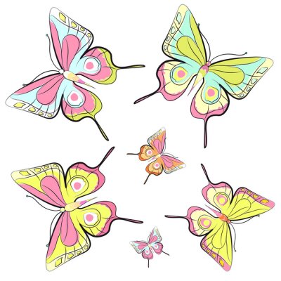 Kleine und große bunte Schmetterlinge