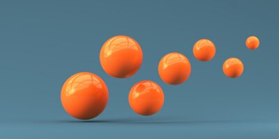 Kleine und große orangefarbene Kugeln