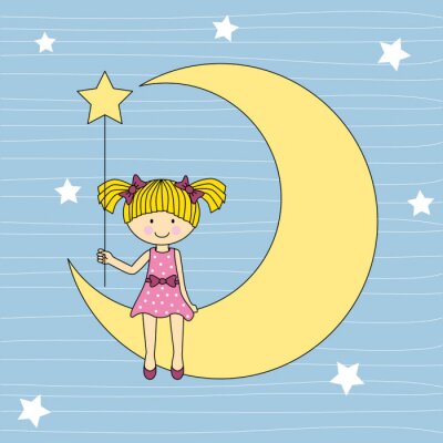 Kleines Mädchen im Mond