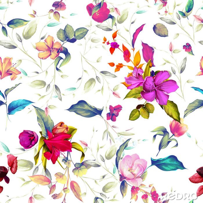 Fototapete Komposition aus Frühlingsblumensträußen