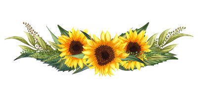 Komposition mit drei Sonnenblumen