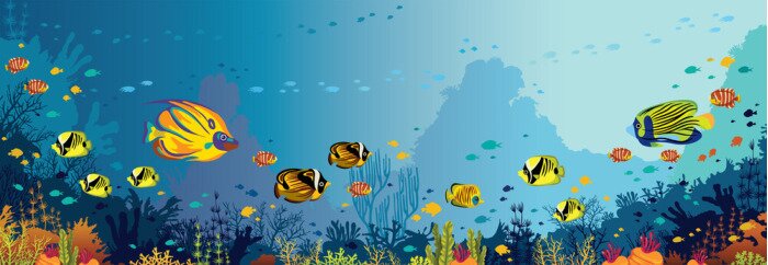 Fototapete Korallenriff im grafischen Stil