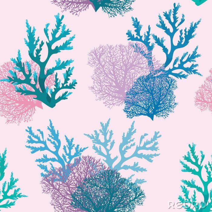 Fototapete Korallenriffe auf rosa Hintergrund