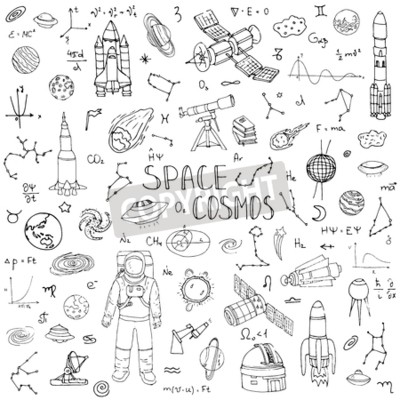 Fototapete Kosmische Illustration zum Ausmalen