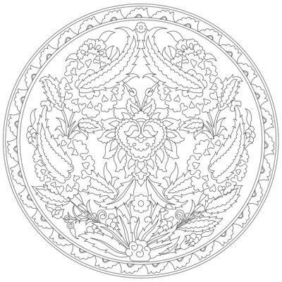 Fototapete Kreisförmiges Siegel mit einem Naturthema