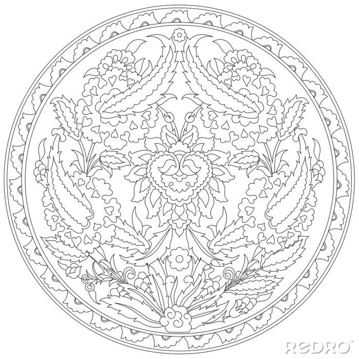 Fototapete Kreisförmiges Siegel mit einem Naturthema