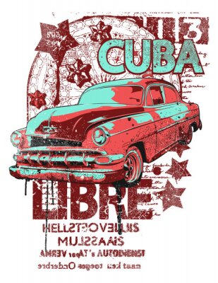 Fototapete Kubanisches Zeichenauto