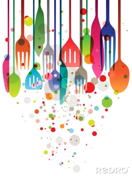 Fototapete Küchenzubehör im Hintergrund