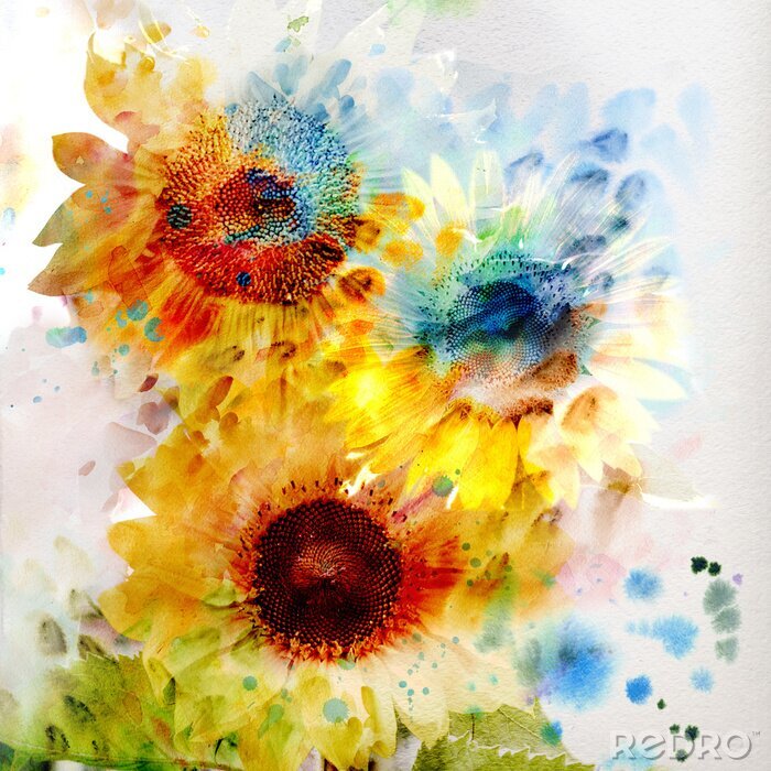 Fototapete Künstlerische Komposition mit Sonnenblumen