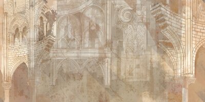 Fototapete Künstlerisches Muster mit Architektur und Säulen