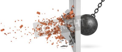 Fototapete Kugel in Ziegelmauer