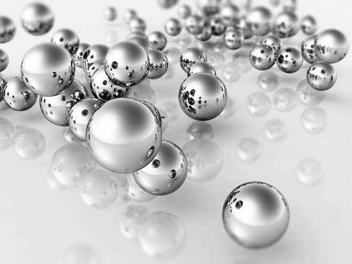 Fototapete Kugeln 3D mit Glanz auf Glas