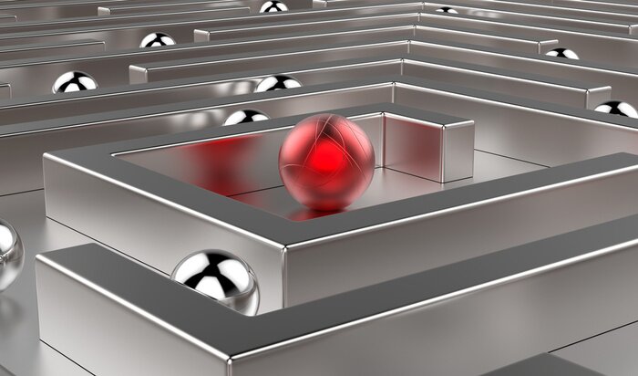 Fototapete Kugeln im Metalllabyrinth