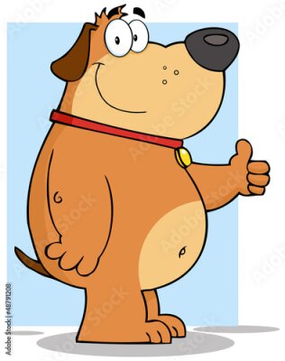Fototapete Lächeln Fat Dog Cartoon Character Anzeigen Thumbs Up
