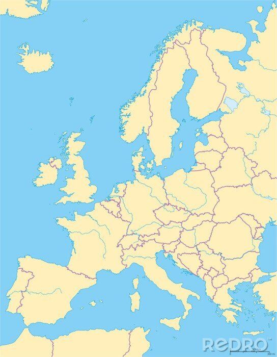 Fototapete Landkarte Europa ohne Beschreibungen