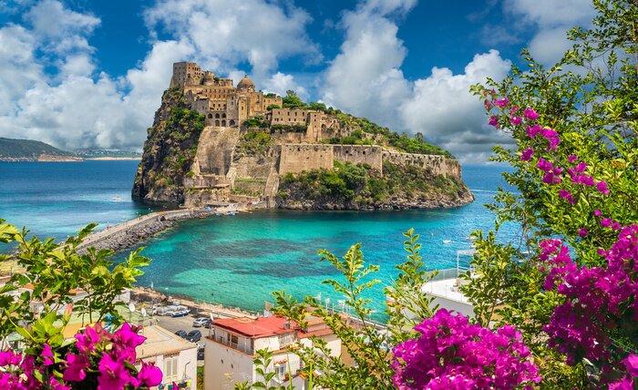 Fototapete Landscape with Aragonese Castle,  Ischia island, Italy