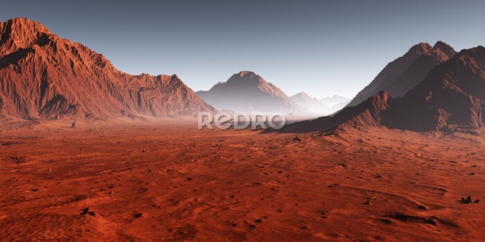 Fototapete Landschaft des Sonnenuntergangs auf dem Mars