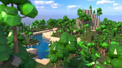 Fototapete Landschaft im Minecraft-Stil