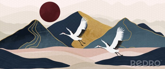 Fototapete Landschaft mit Bergen im orientalischen Stil