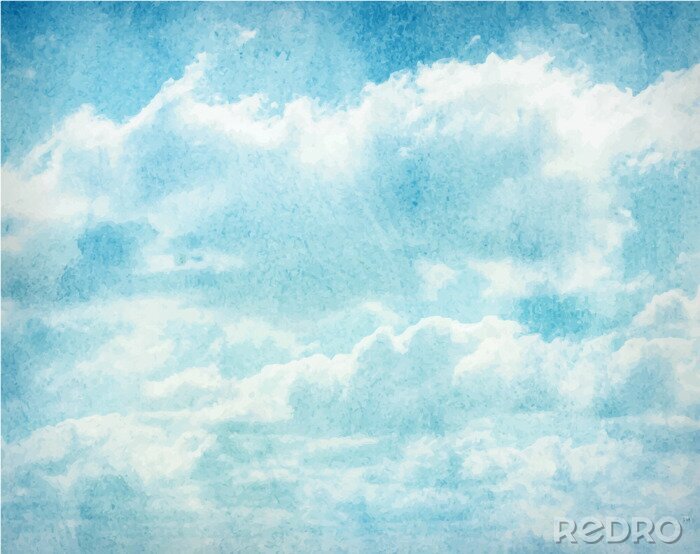 Fototapete Landschaft mit Himmel in Aquarell
