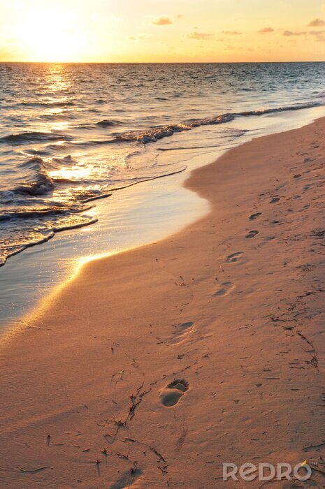 Fototapete Landschaft mit Spuren am Strand