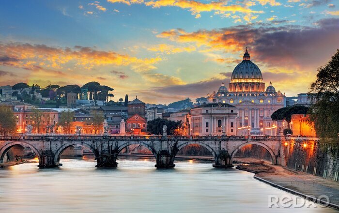 Fototapete Landschaft Roms bei Sonnenuntergang