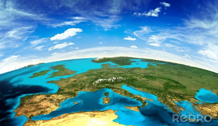 Fototapete Landschaft von Europa vom Weltraum aus