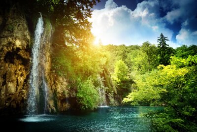Fototapete Landschaft Wasserfall Dschungel