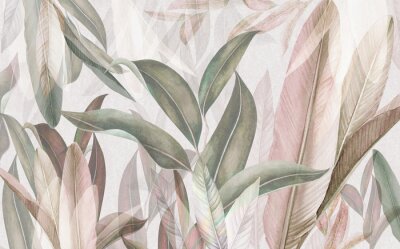 Fototapete Lange Blätter in Pastellfarben