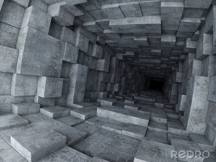 Fototapete Langer dunkler Tunnel