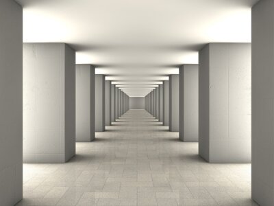 Fototapete Langer grauer minimalistischer Tunnel