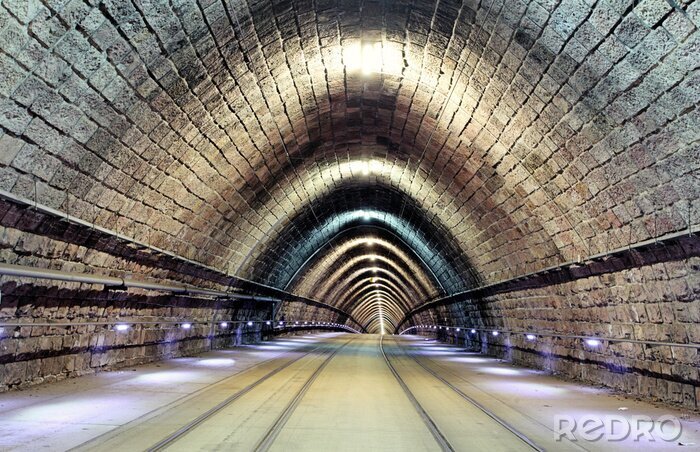 Fototapete Langer Tunnel 3D