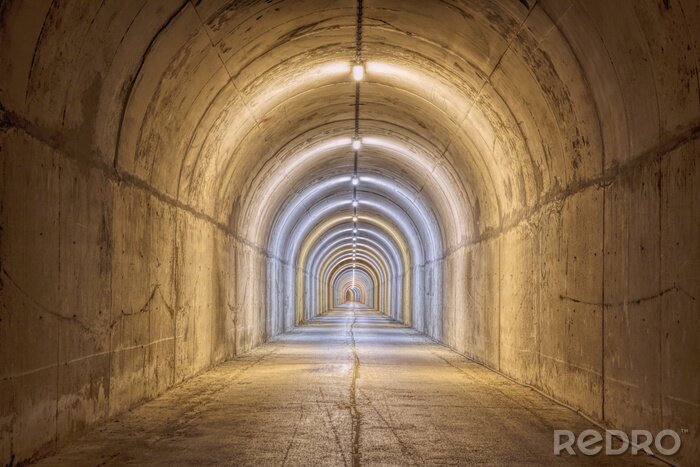 Fototapete Langer Tunnel aus Beton