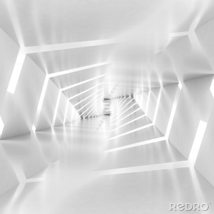 Fototapete Langer weißer Tunnel