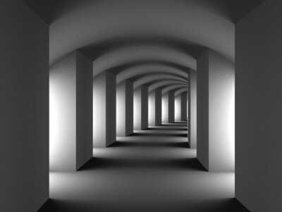 Fototapete Langer weißer Tunnel mit Säulen