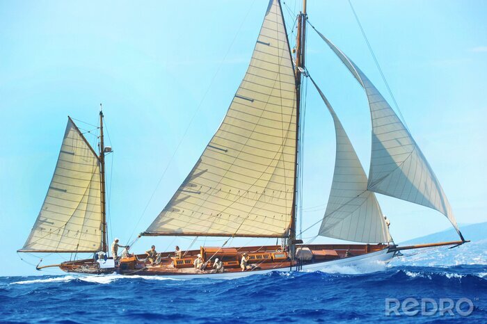 Fototapete Langes Segelboot wie gemalt