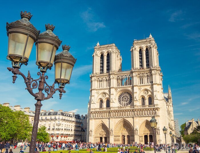 Fototapete Laterne und Kathedrale Notre-Dame