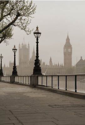 Fototapete Laternen in nebliger London-Landschaft