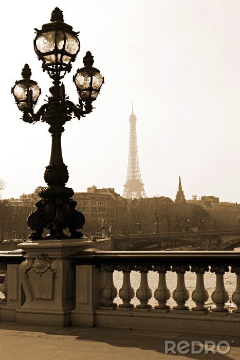 Fototapete Laternenpfahl auf der Brücke Alexandre III in Paris, Frankreich
