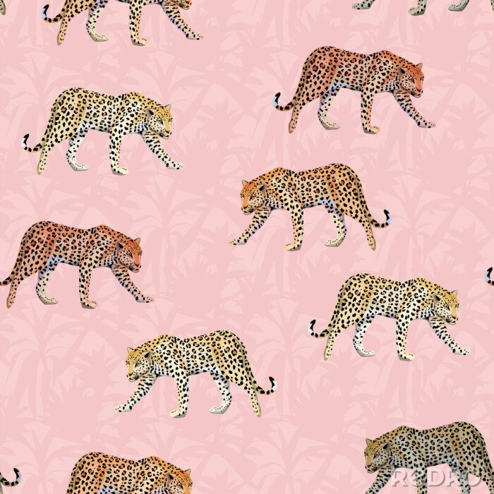 Fototapete Leopard inmitten der Rosen