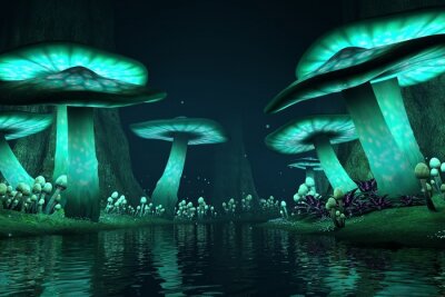 Fototapete Leuchtende Pilze Fantasy