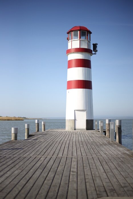 Fototapete Leuchtturm am Steg 3D