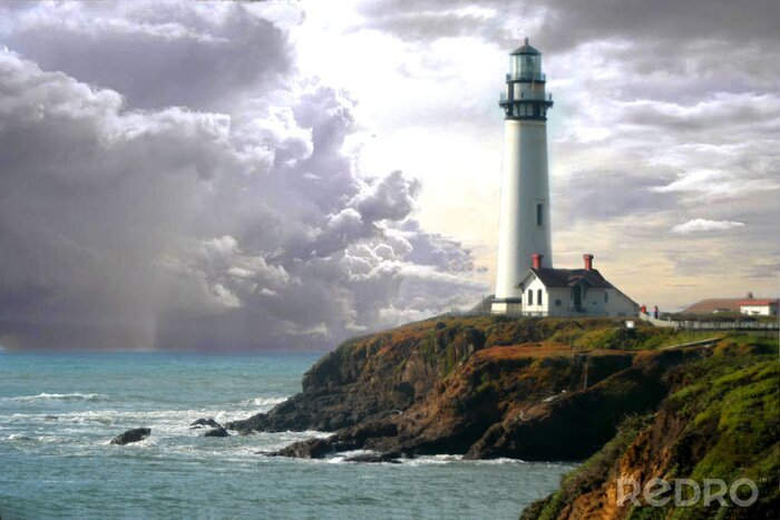 Fototapete Leuchtturm an der Küste