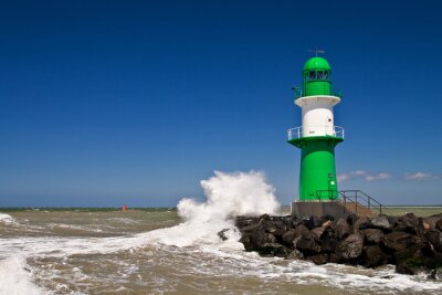 Fototapete Leuchtturm Warnemünde sonnig