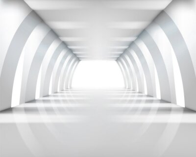 Fototapete Licht am Ende des weißen Tunnels